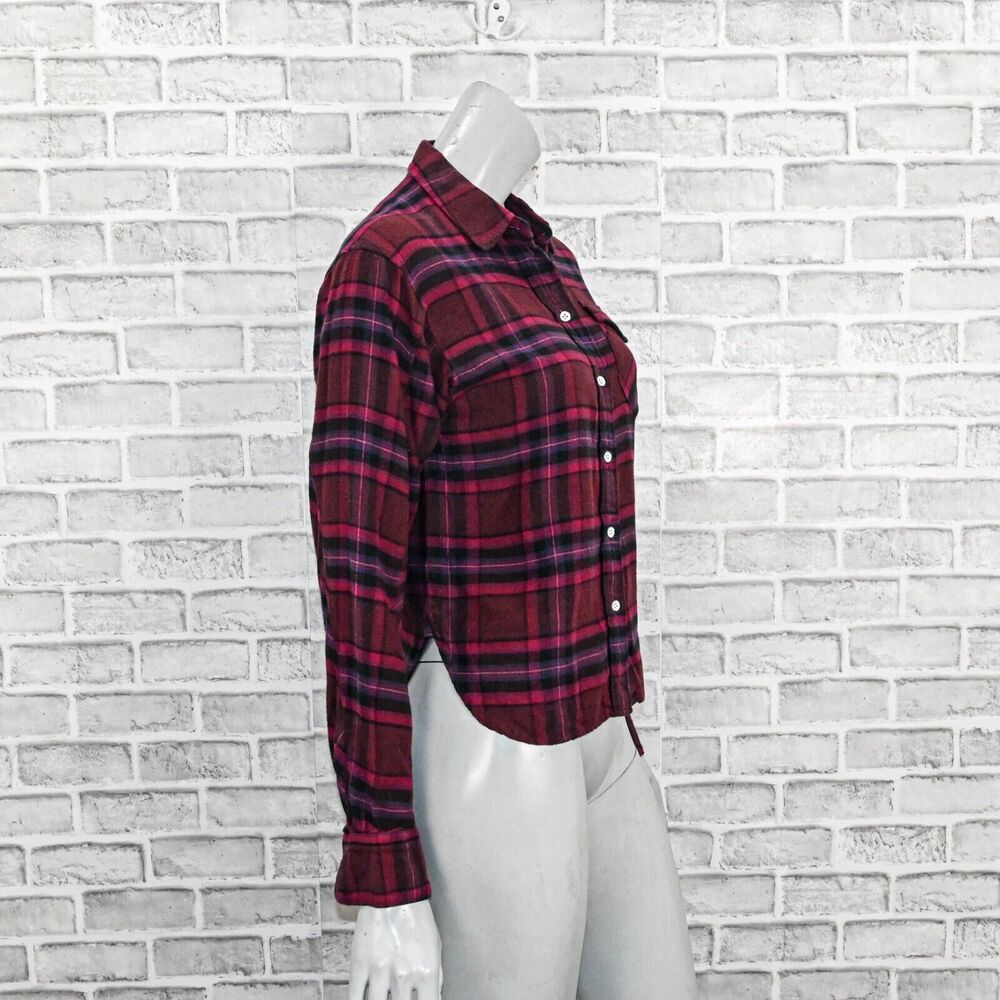 Rag & Bone Women's Jonah Plaid Shirt Cotton Flannel Burgundy Plaid S - Picture 4 of 9